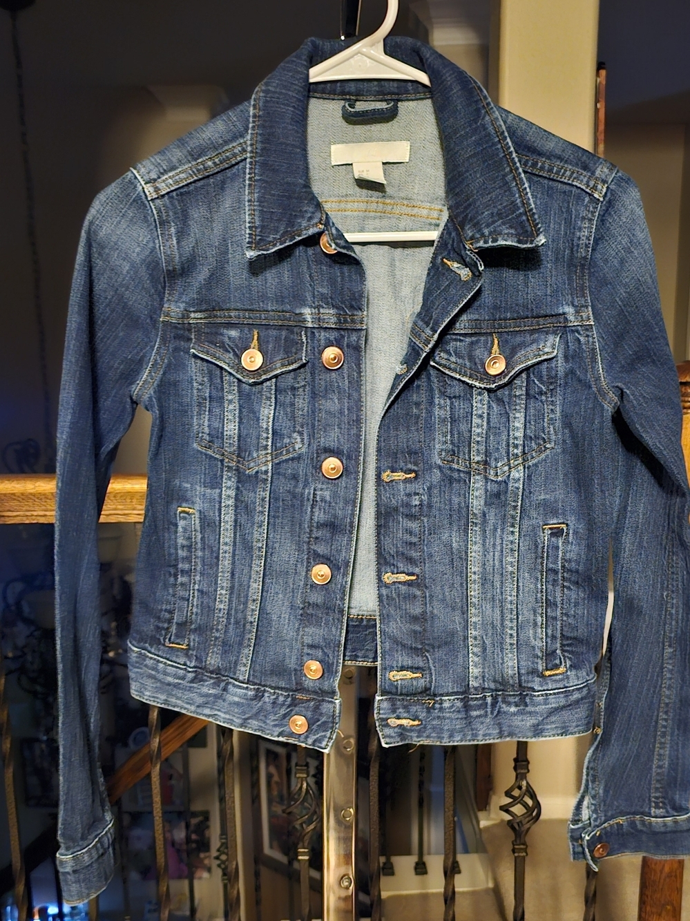 H&M Light Blue Denim Jacket with Contrast Stitching